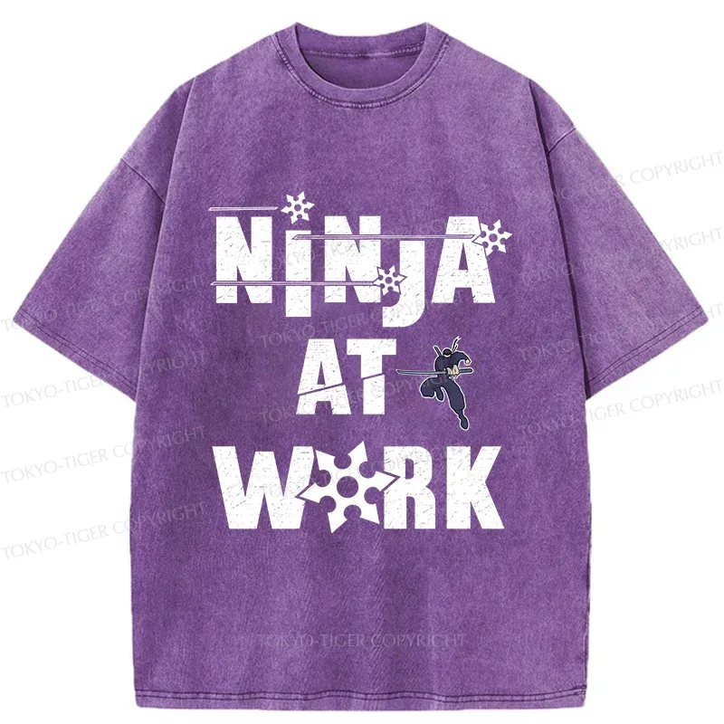 Tokyo-Tiger Funny Ninja Washed T-Shirt