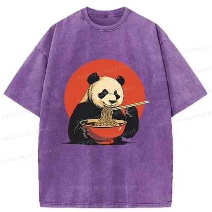 Tokyo-Tiger Panda Eating Ramen Washed T-Shirt