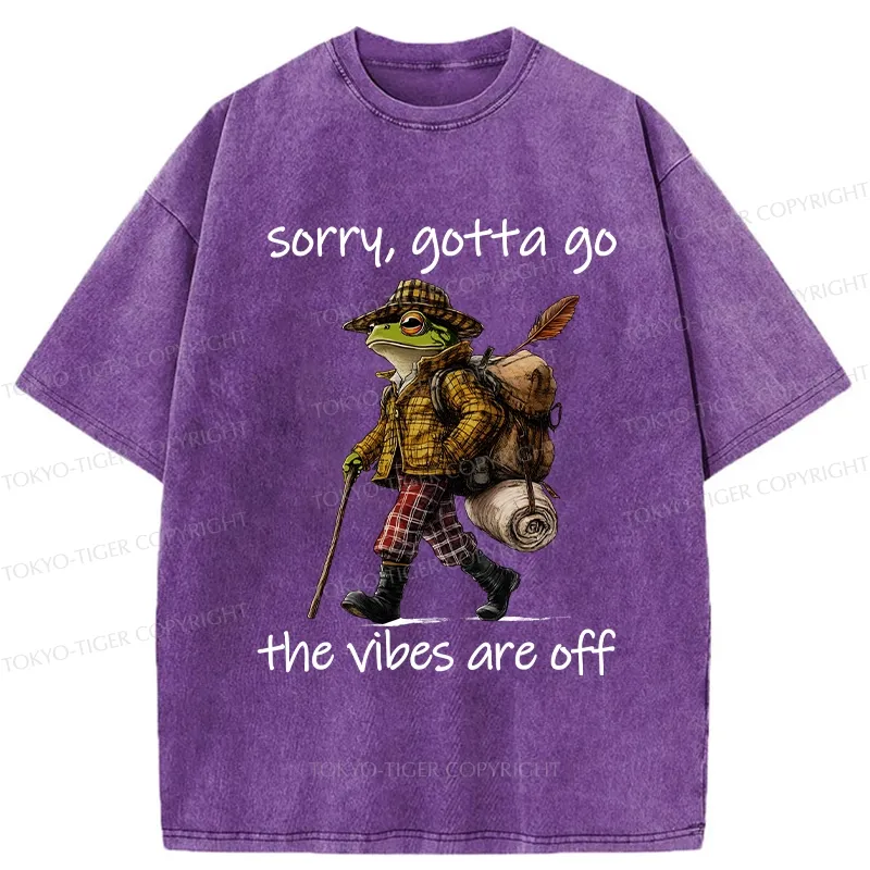 Tokyo-Tiger Funny Frog Walks Away Washed T-Shirt