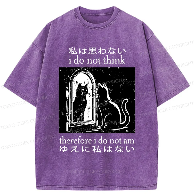 Tokyo-Tiger Thinking Black Cat Washed T-Shirt