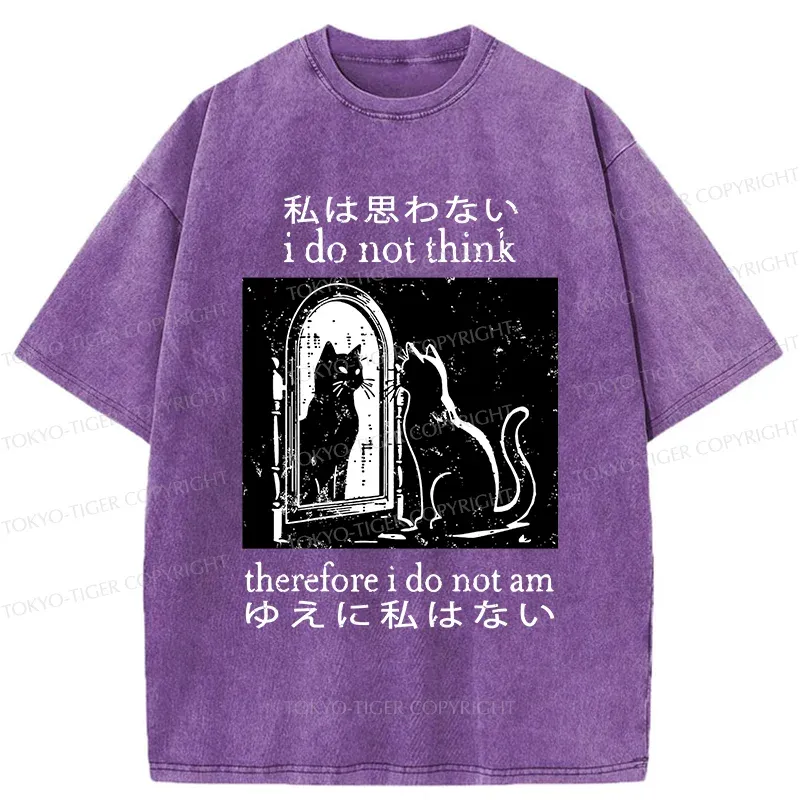Tokyo-Tiger Thinking Black Cat Washed T-Shirt