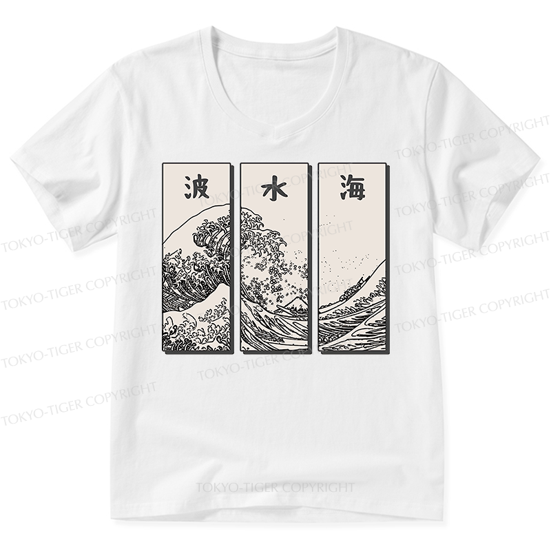 Tokyo-Tiger Japanese Art Wave V-Neck Classic T-Shirt