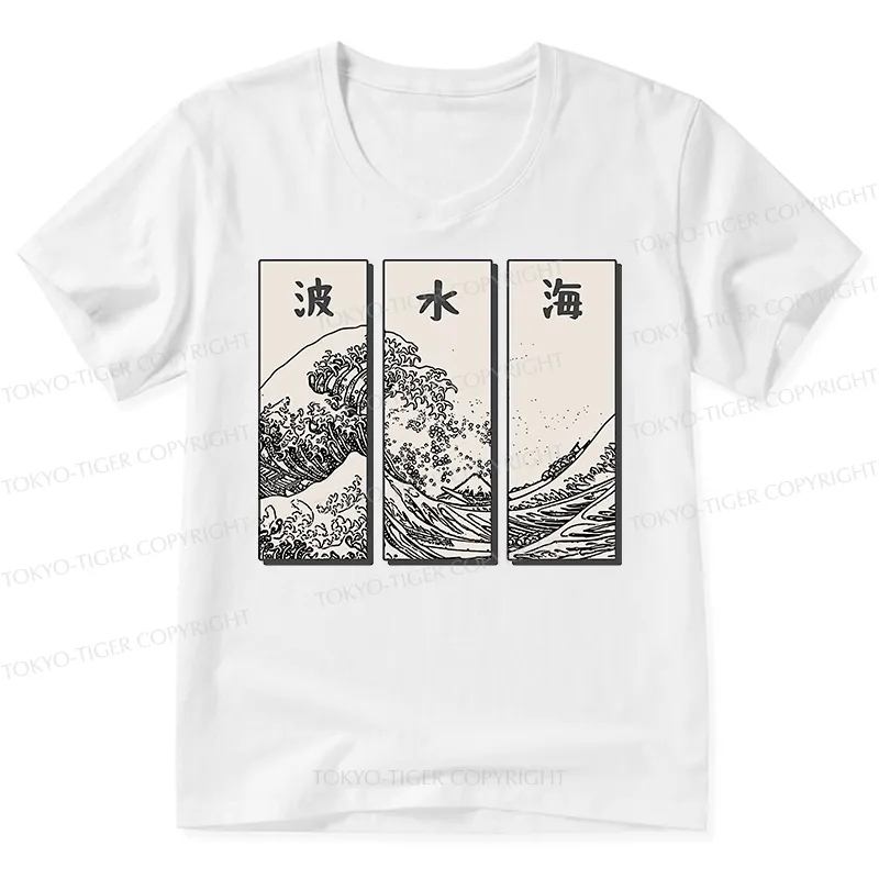 Tokyo-Tiger Japanese Art Wave V-Neck Classic T-Shirt