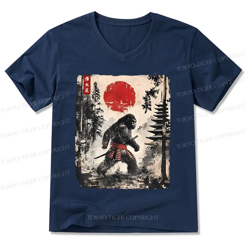 Tokyo-Tiger Japanese Samurai Bigfoot V-Neck Classic T-Shirt