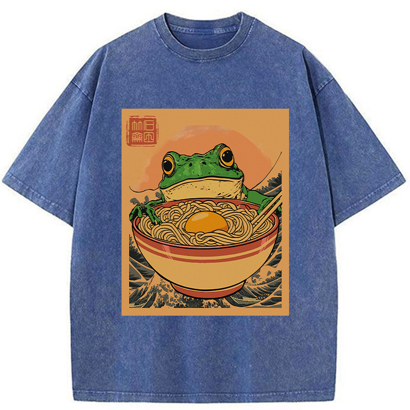 Tokyo-Tiger Ramen Lover Frog Washed T-Shirt