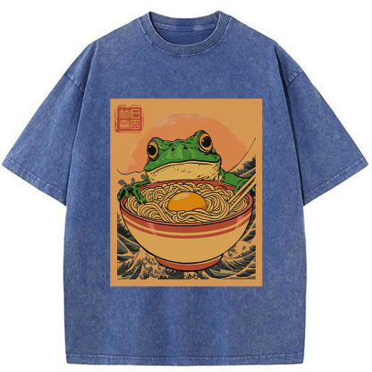 Tokyo-Tiger Ramen Lover Frog Washed T-Shirt