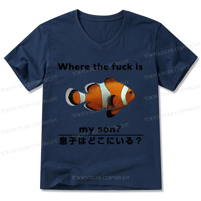 Tokyo-Tiger Fish Looking For Son V-Neck Classic T-Shirt Sale