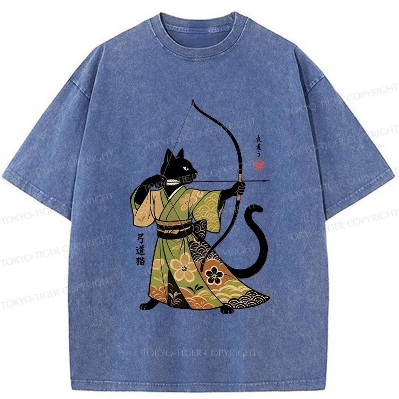 Tokyo-Tiger Japan Cat Archery Washed T-Shirt