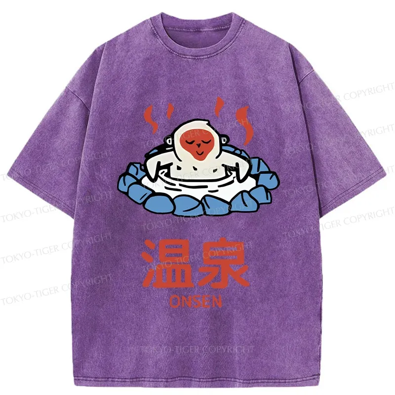 Tokyo-Tiger Hot Spring Japanese Monkey Washed T-Shirt