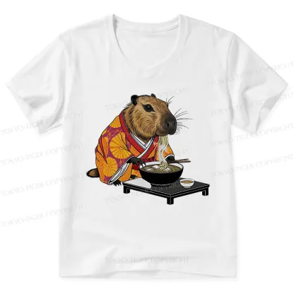 Tokyo-Tiger Cute Capybara Eating Ramen V-Neck Classic T-Shirt