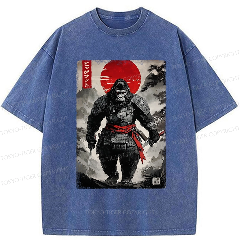 Tokyo-Tiger Retro Bigfoot Samurai Washed T-Shirt
