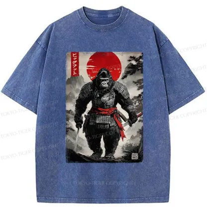 Tokyo-Tiger Retro Bigfoot Samurai Washed T-Shirt