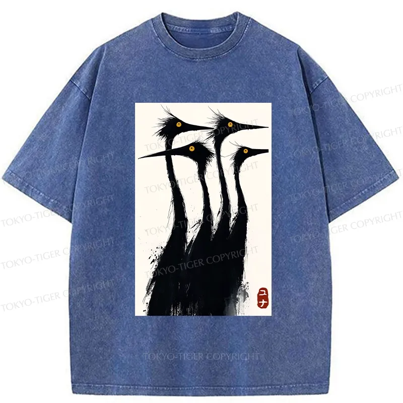 Tokyo-Tiger Vintage Japanese Crane Washed T-Shirt
