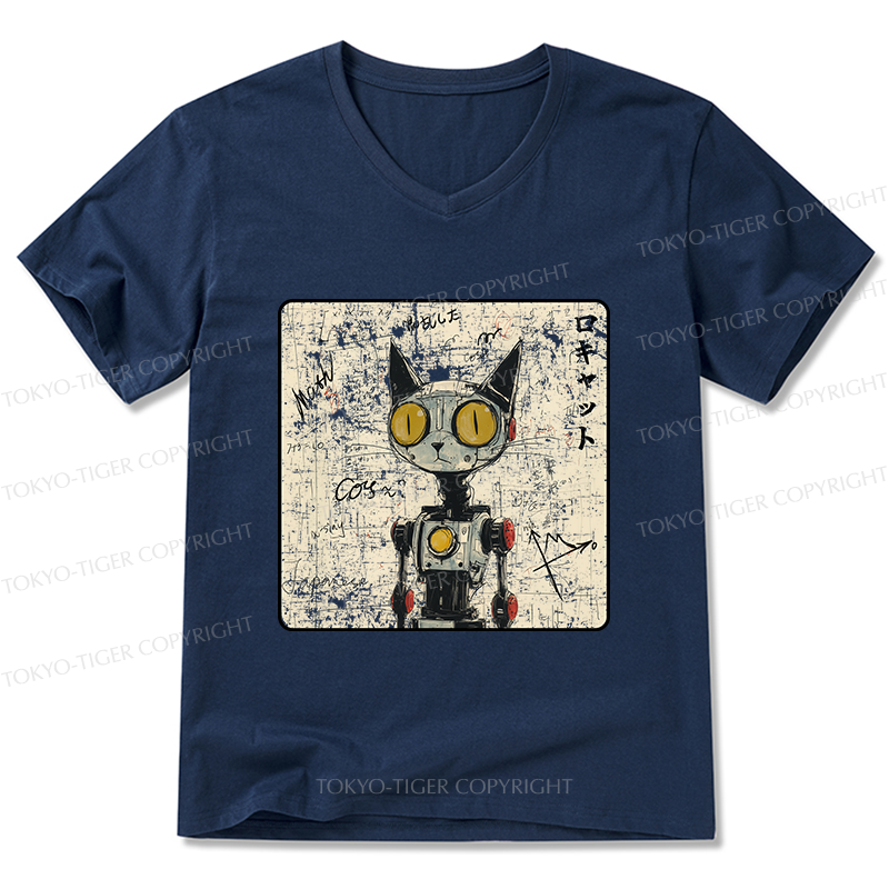 Tokyo-Tiger Robot Cat V-Neck Classic T-Shirt