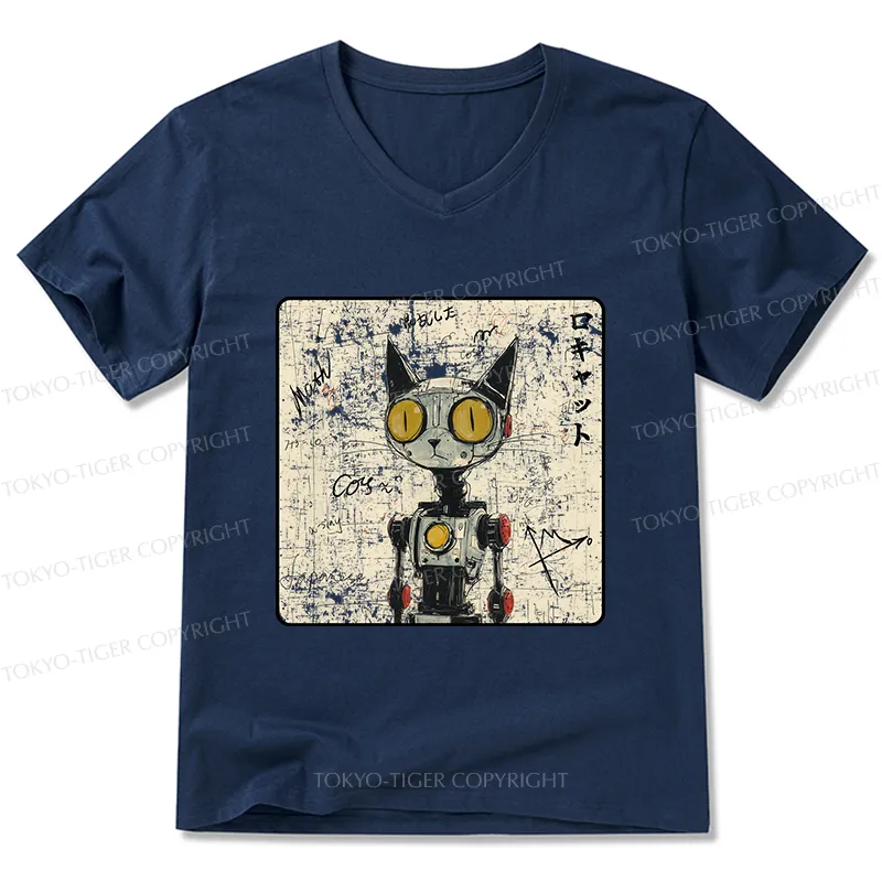 Tokyo-Tiger Robot Cat V-Neck Classic T-Shirt