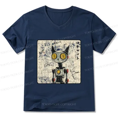 Tokyo-Tiger Robot Cat V-Neck Classic T-Shirt
