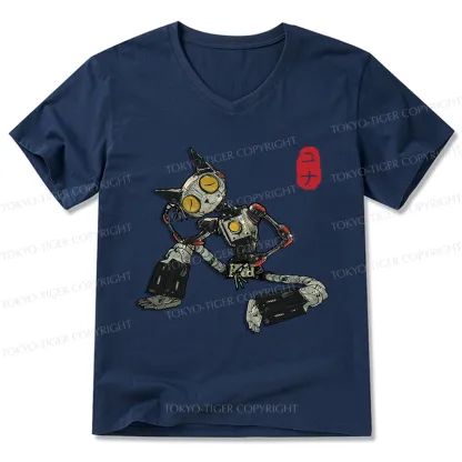 Tokyo-Tiger Contemplative Robot Cat V-Neck Classic T-Shirt