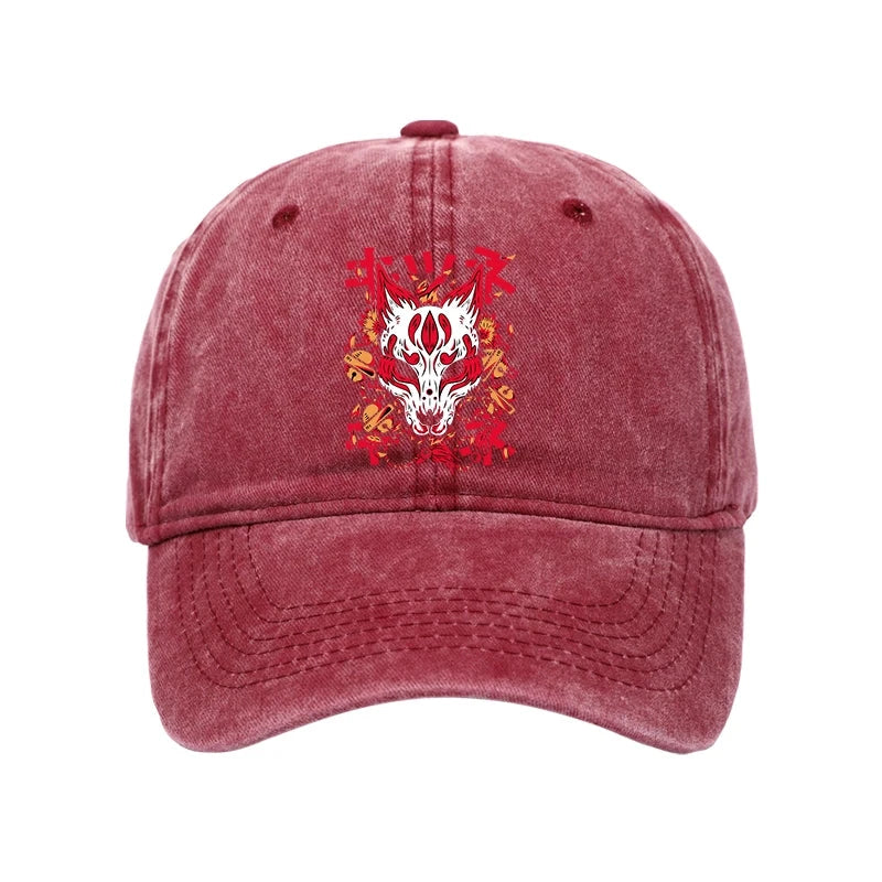 Tokyo-Tiger Japanese Kitsune Mask Washed Cap