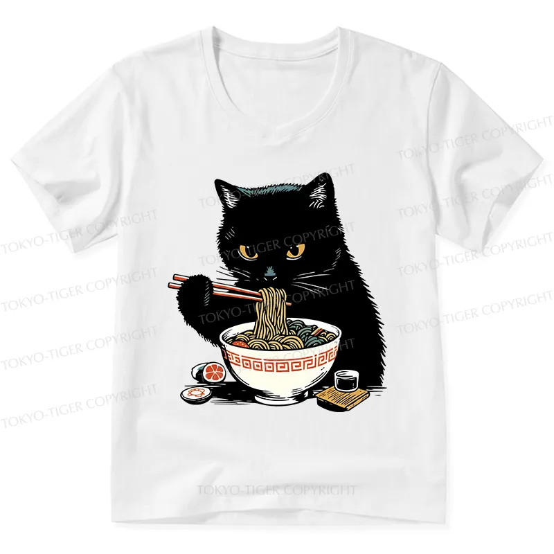 Tokyo-Tiger Cat Eating Favorite Ramen V-Neck Classic T-Shirt Sale