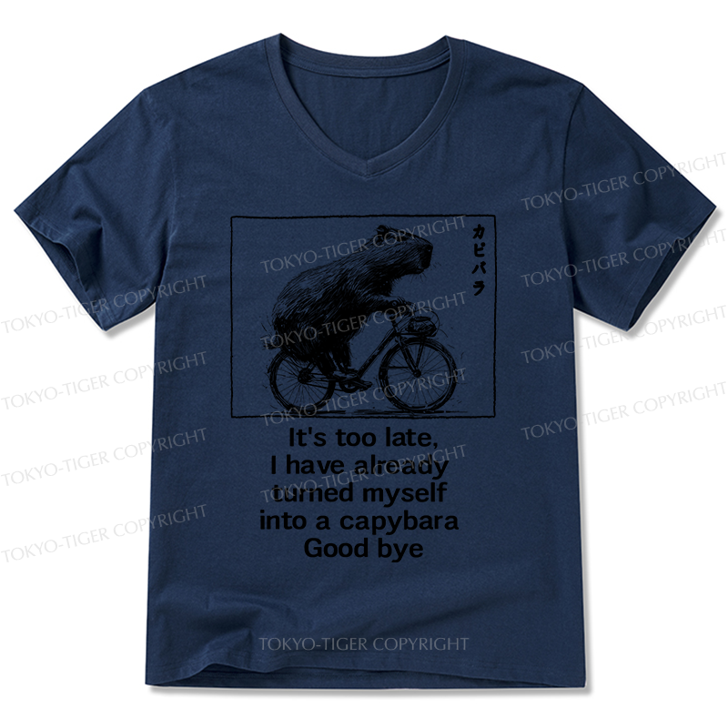Tokyo-Tiger Funny Capybara Riding A Bicycle V-Neck Classic T-Shirt