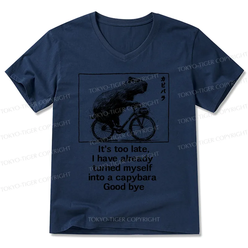 Tokyo-Tiger Funny Capybara Riding A Bicycle V-Neck Classic T-Shirt