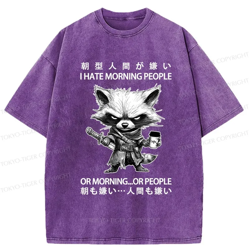 Tokyo-Tiger Angry Raccoon Samurai Washed T-Shirt