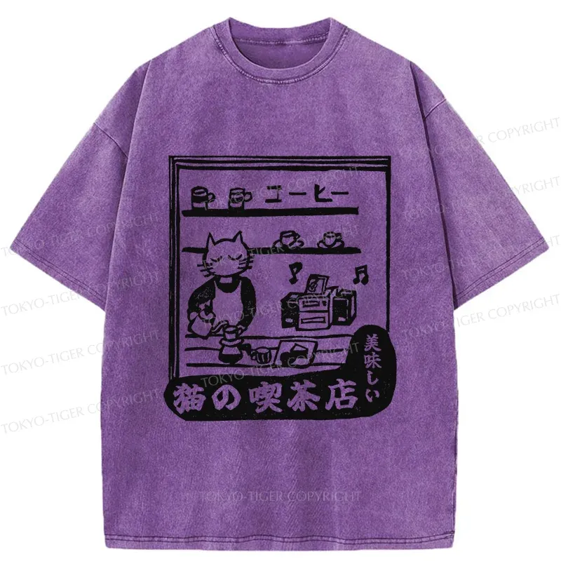 Tokyo-Tiger Cat's Teahouse Washed T-Shirt