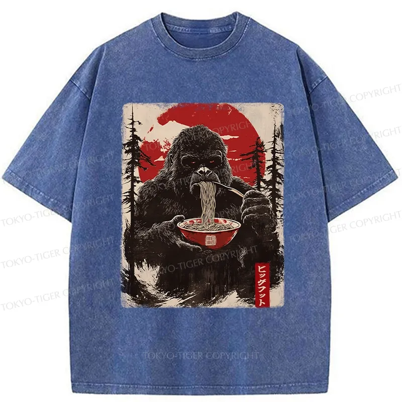 Tokyo-Tiger Ramen Lover Bigfoot Washed T-Shirt