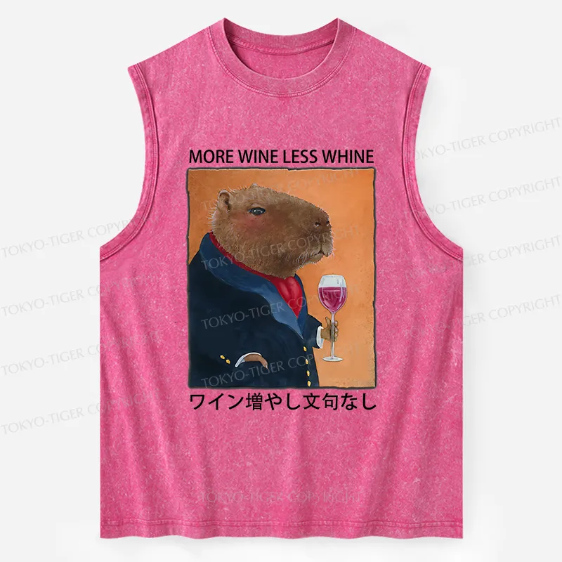 Tokyo-Tiger Capybara More Wine Less Whine Washed Tank