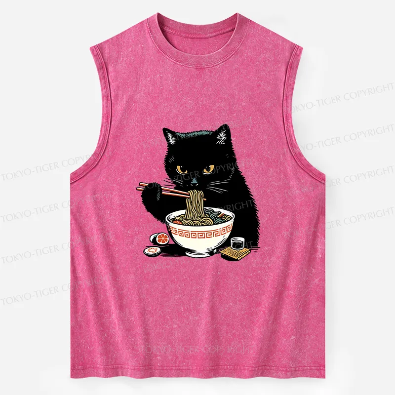 Tokyo-Tiger Cat Eating Favorite Ramen Washed Tank