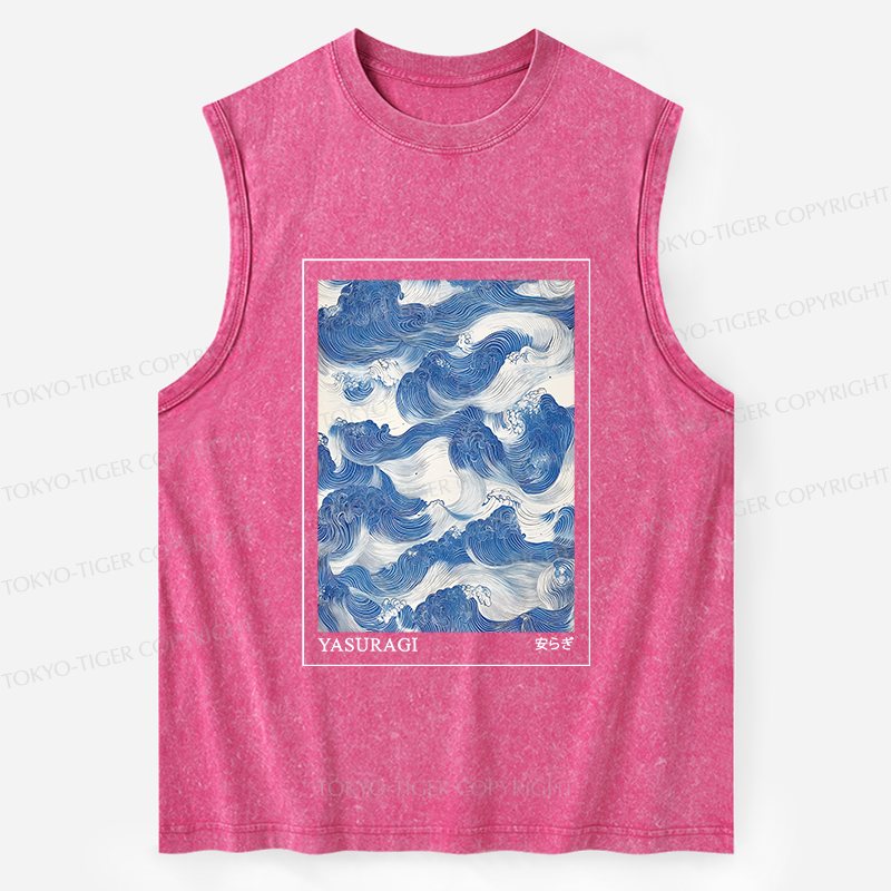 Tokyo-Tiger Japanese Retro Art Wave Washed Tank