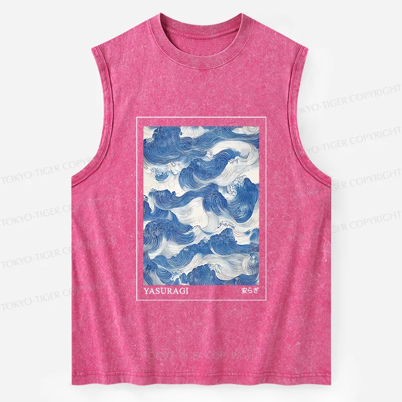Tokyo-Tiger Japanese Retro Art Wave Washed Tank