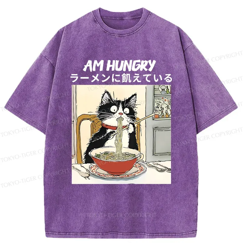 Tokyo-Tiger Hungry Cat Washed T-Shirt