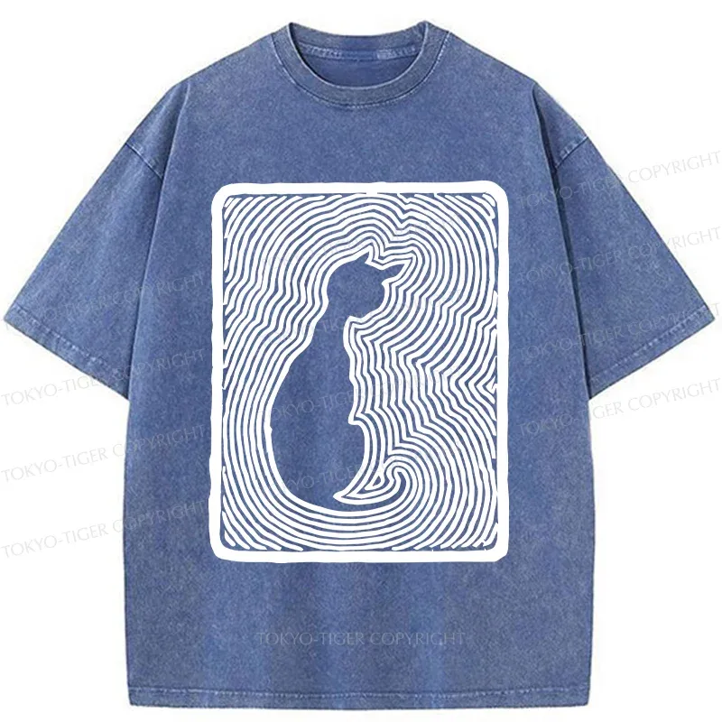 Tokyo-Tiger Woodcut Kitten Washed T-Shirt