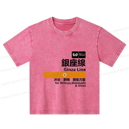 Tokyo-Tiger Ginza Line Japan Kids Washed T-Shirt