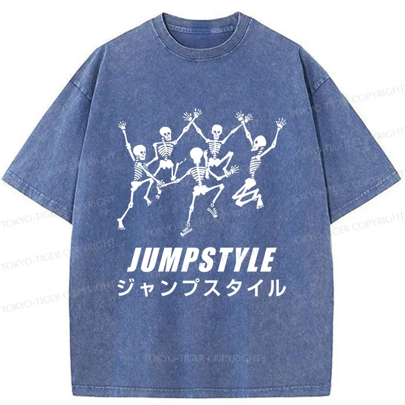 Tokyo-Tiger Skeleton Dancing Washed T-Shirt