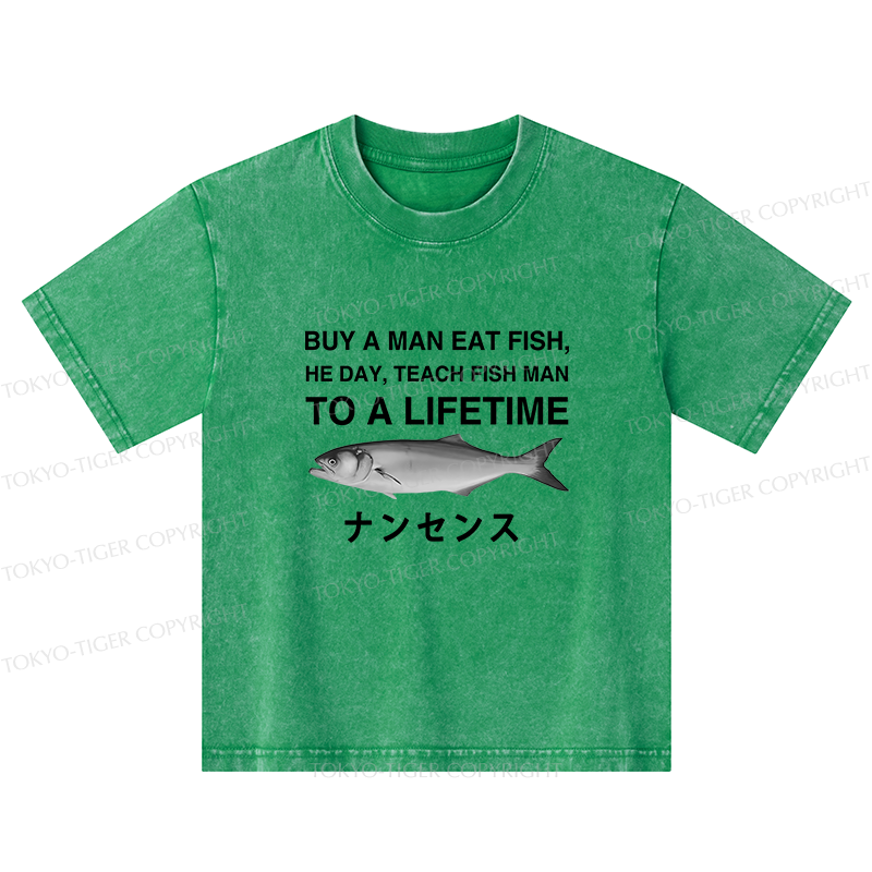 Tokyo-Tiger Funny To A Lifetime Kids Washed T-Shirt