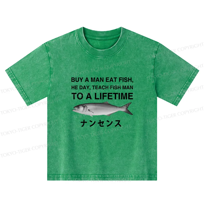 Tokyo-Tiger Funny To A Lifetime Kids Washed T-Shirt