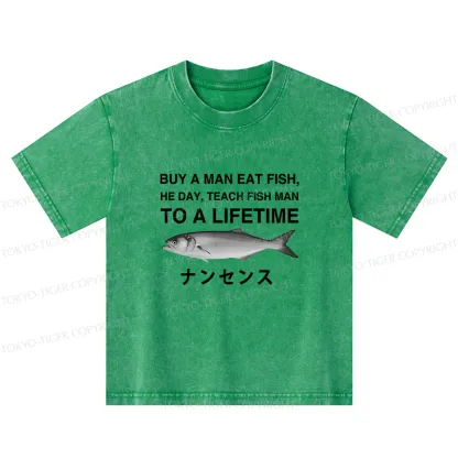 Tokyo-Tiger Funny To A Lifetime Kids Washed T-Shirt