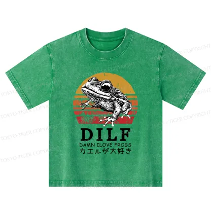 Tokyo-Tiger Funny Frog Lover Kids Washed T-Shirt