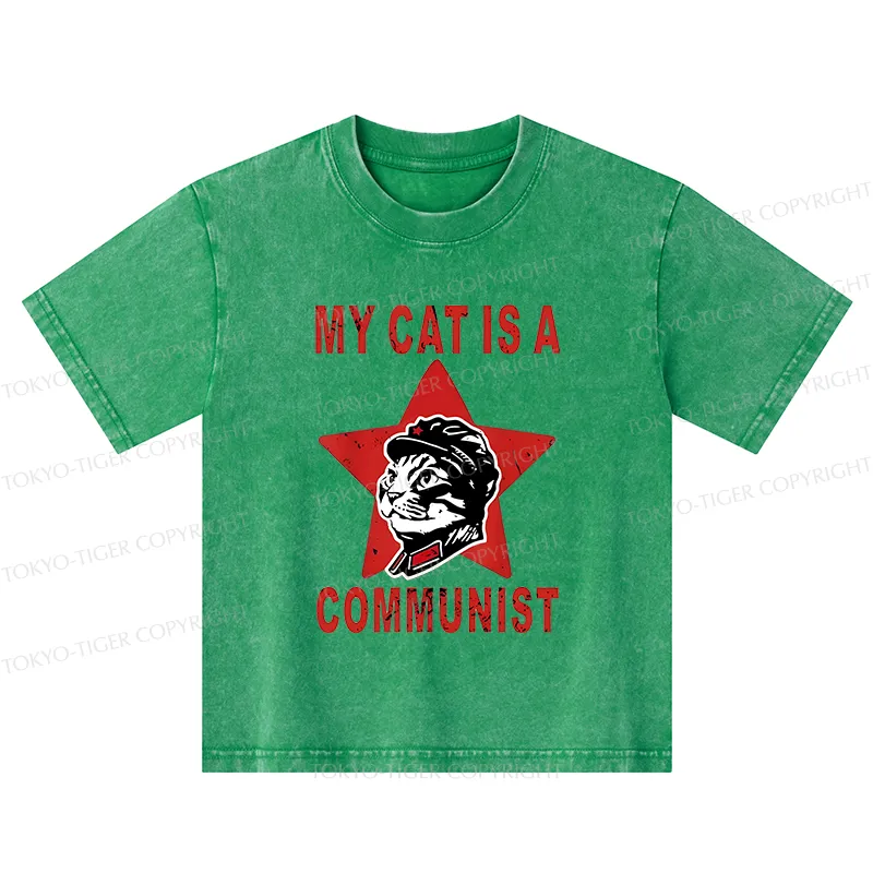 Tokyo-Tiger Funny Cat-ism Kids Washed T-Shirt