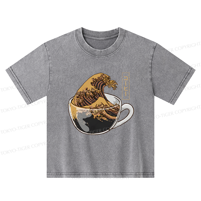 Tokyo-Tiger Coffee Wave Kids Washed T-Shirt