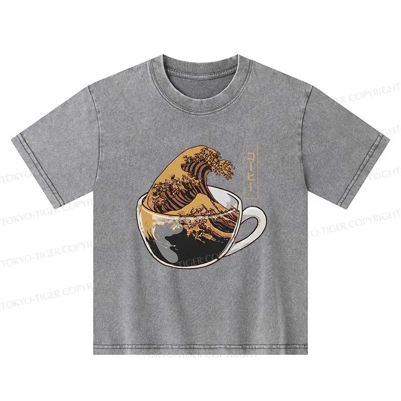 Tokyo-Tiger Coffee Wave Kids Washed T-Shirt