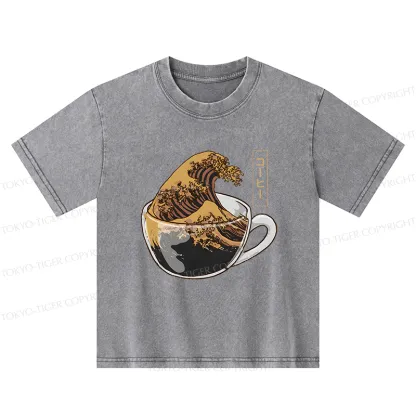 Tokyo-Tiger Coffee Wave Kids Washed T-Shirt