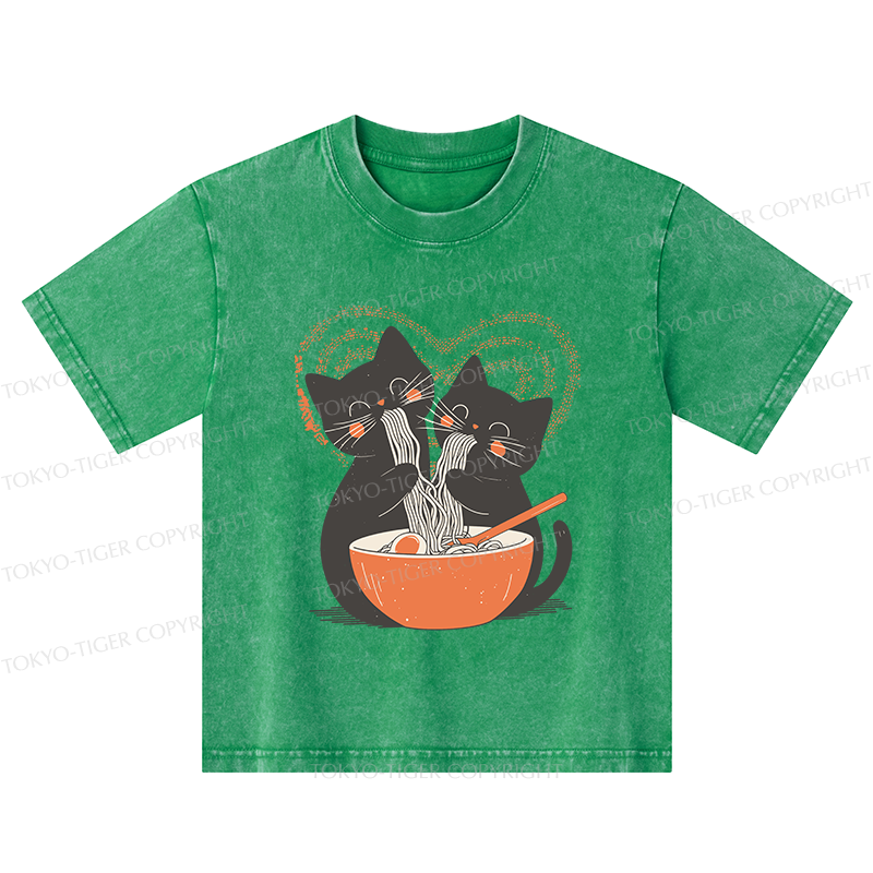 Tokyo-Tiger Let's Eat Ramen Together Kids Washed T-Shirt