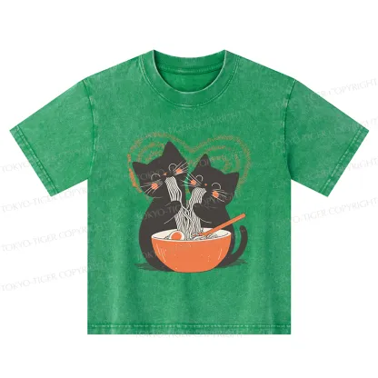 Tokyo-Tiger Let's Eat Ramen Together Kids Washed T-Shirt