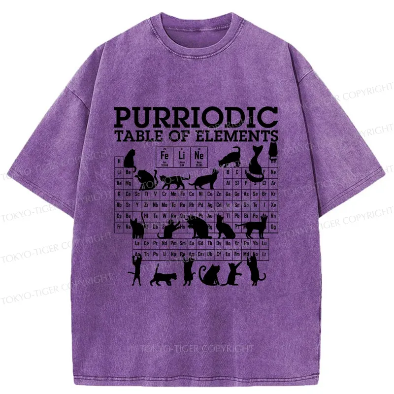 Tokyo-Tiger Cat's Periodic Table Washed T-Shirt