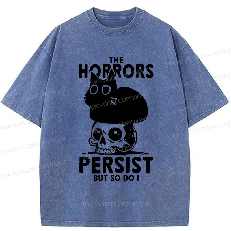 Tokyo-Tiger Cat And Skull Washed T-Shirt