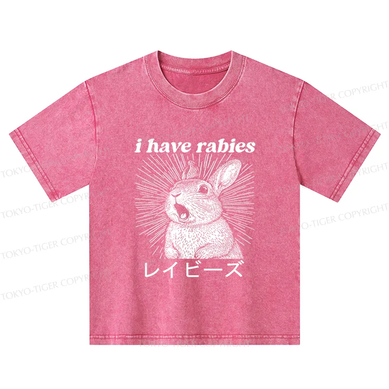 Tokyo-Tiger Funny Rabbit Kids Washed T-Shirt