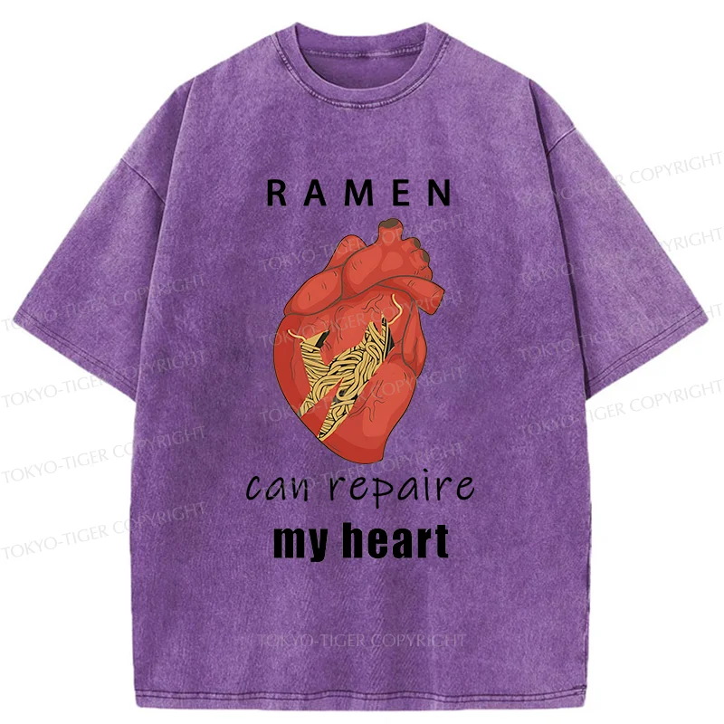 Tokyo-Tiger Ramen Mend My Heart Washed T-Shirt
